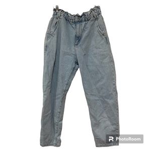 Zara Light Wash High Rise Paperbag Jeans